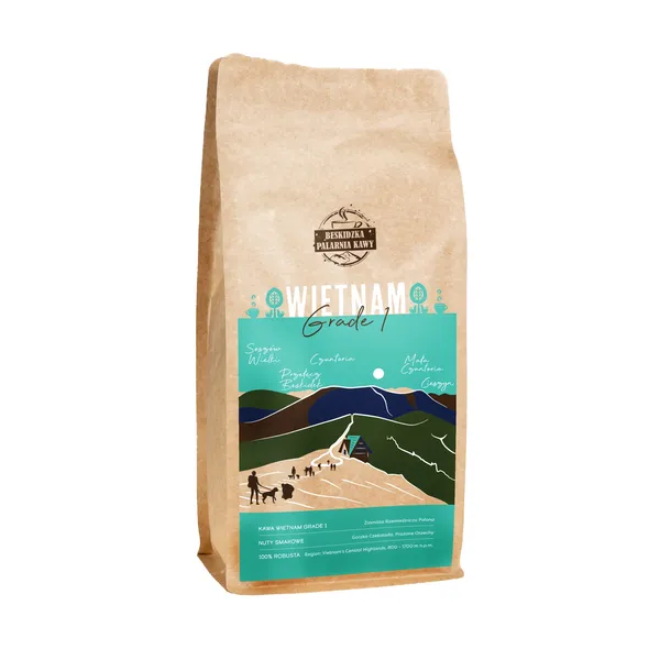 ŚWIEŻO PALONA KAWA ZIARNISTA WIETNAM GRADE 1 1KG 100% ROBUSTA ESPRESSO