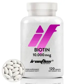ironflex-biotyna-10-mg-120t-biotin-10000-mcg-witamina-h-b7-wlosy-paznokcie