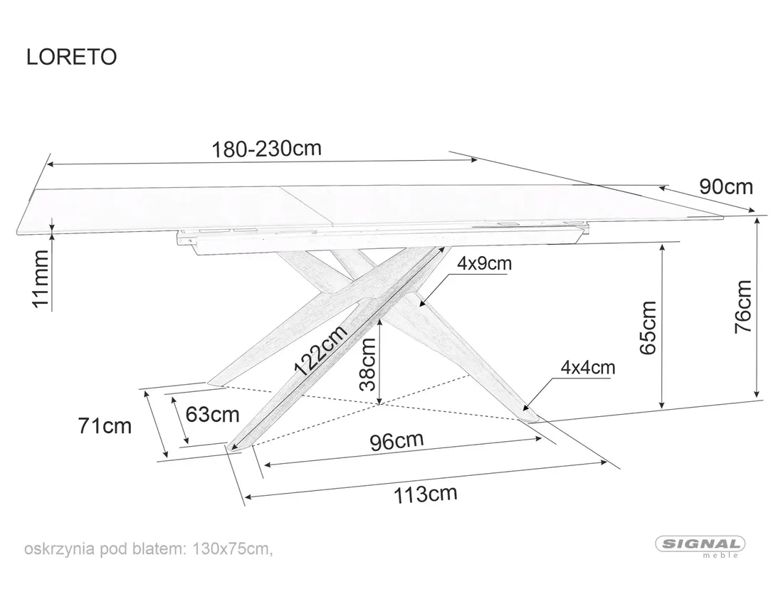 stol-loreto-ceramic-ossido-bruno-stan-nowy