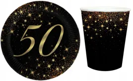 zestaw-czarny-talerzyki-kubeczki-sparkling-papierowe-na-50-urodziny-12szt