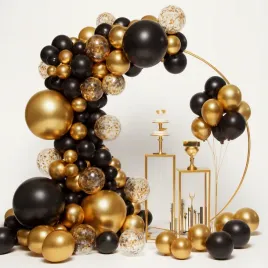 Zdjęcie produktu GIRLANDA BALONOWA ZŁOTA CZARNA - DEKORACJA URODZINOWA ZESTAW BALONÓW 120SZT
