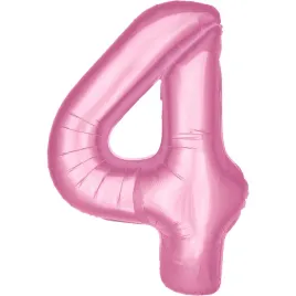 Zdjęcie produktu Balon foliowy CYFRA 4 RÓŻOWA 100cm - duży balon na hel w kształcie cyfry