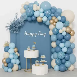 Zdjęcie produktu GIRLANDA BALONOWA NIEBIESKA ZESTAW BALONÓW URODZINY CHRZEST KOMUNIA 98szt