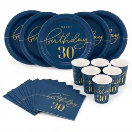 zestaw-naczyn-jednorazowych-happy-birthday-30-granatowy-zloty-22-sztuki