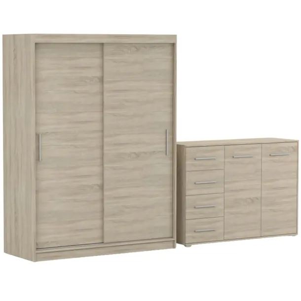 Zestaw VISTA 04 Szafa 150 Komoda FRIDA 01 135 półki SONOMA PRODUCENT