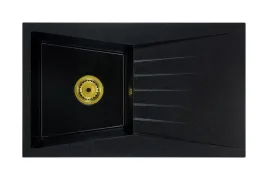 czarny-nakrapiany-zlewozmywak-granitowy-z-ociekaczem-rubin-syfon-zloty