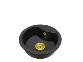 zlewozmywak-granitowy-mila-czarny-okragly-syfon-zloty-1-komorowy