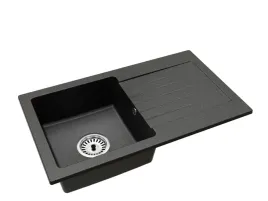 czarny-nakrapiany-zlewozmywak-granitowy-lemon-z-ociekaczem-syfon-chrom