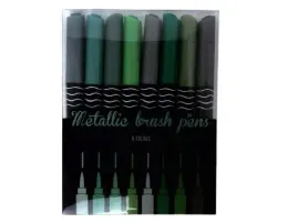 metaliczne-pisaki-pedzelkowe-do-kaligrafii-mega-zestaw-8-szt-zielone-szare
