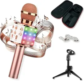 mikrofon-amze-bluetooth-bezprzewodowy-do-karaoke-rozowe-zloto-etui-statyw