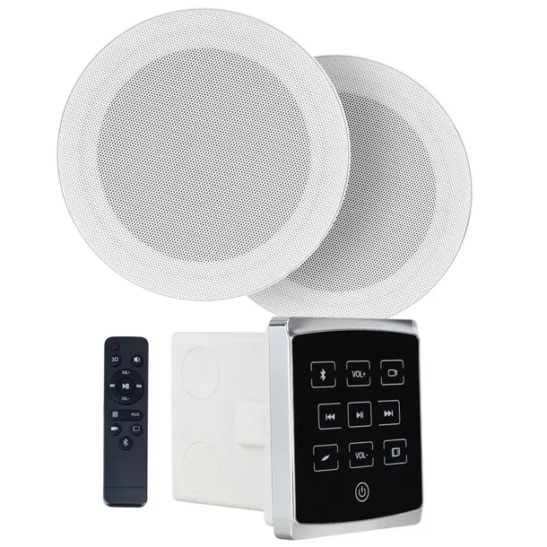 Zestaw nagłośnienia do łazienki sauny siłowni bluetooth panel czarny Audiop