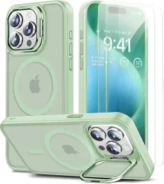 beeasy-magsafe-etui-do-iphone-15-pro-ze-stojakiem-2x-folia-matowe-zielone