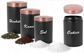 pojemniki-komplet-kawa-herbata-cukier-sol-czarny-metalowy-zestaw-4-sztuki