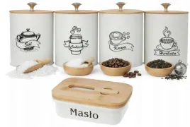 pojemniki-komplet-kawa-herbata-cukier-sol-metalowy-bambus-maselniczka