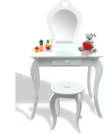 mala-toaletka-kosmetyczna-dla-dziewczynki-biala-lusto-taboret-na-prezent