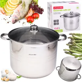 Zdjęcie produktu GARNEK WYSOKI Z POKRYWKĄ gastronomiczny STALOWY 13,0L INDUKCJA KAMILLE
