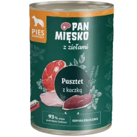 mokra-karma-dla-psa-pasztet-z-kaczka-ziolami-pan-miesko-hipoalergiczna-400g