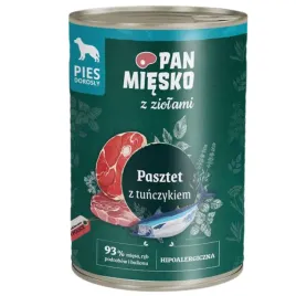 mokra-karma-dla-psa-pasztet-tunczyk-i-ziola-pan-miesko-hipoalergiczna-400g