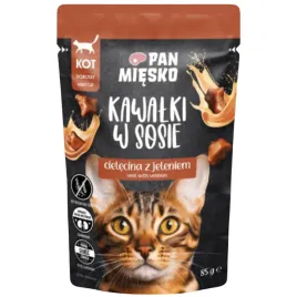 karma-mokra-dla-kota-kawalki-miesa-cielecina-jelen-pan-miesko-85g-bez-zboz