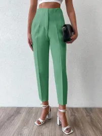 spodnie-eleganckie-wiztowe-zwezane-zielone-z-wysokim-stanem-shein-s-36