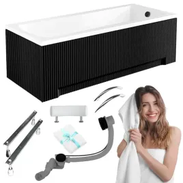 wanna-akrylowa-160x70-besco-optima-premium-obudowa-ryflowana-czarna-syfon