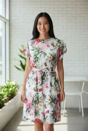 sukienka-damska-elegancka-kwiaty-falbana-wiazana-paskiem-r-44-biust-108-cm