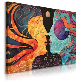 obraz-do-salonu-sypialni-abstrakcja-twarze-styl-boho-ornamenty-100x70