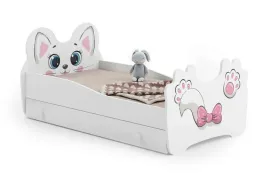 lozko-dzieciece-160x80-tapczan-jednoosobowe-z-szuflada-z-materacem-pink-cat