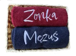 prezent-na-slub-reczniki-maz-zona-prezent-komplet-recznikow-z-haftem-50x100