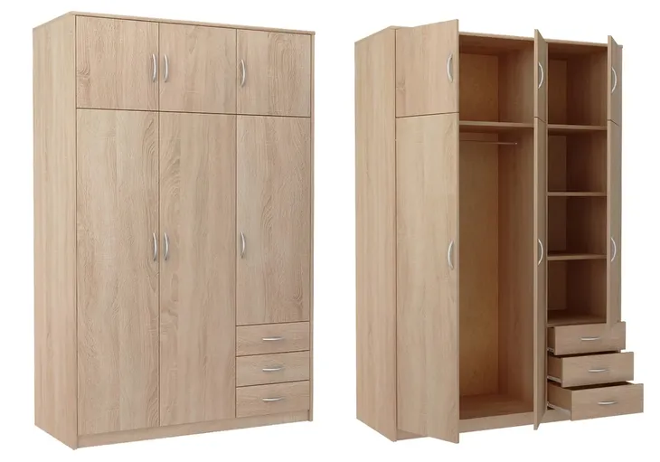 SZAFA trzydrzwiowa szuflady SZ03 SONOMA 55x127x193
