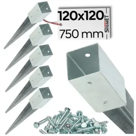 6-x-podstawa-slupa-wbijana-kotwa-120x120-750-mm-ocynk-wkrety-do-montazu