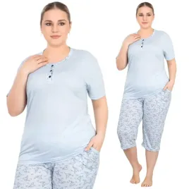 pizama-damska-morella-plus-size-spodnie-3-4-100percent-bawelna