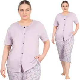 pizama-damska-cala-rozpinana-krotki-rekaw-plus-size