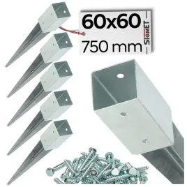 6-x-podstawa-slupa-wbijana-kotwa-60x60-750-mm-ocynk-wkrety-do-montazu