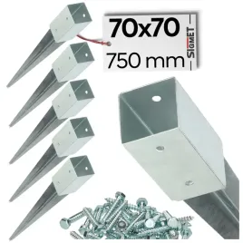 6-x-podstawa-slupa-wbijana-70x70-dl-750-mm-ocynk-kotwa-wkret-do-montazu