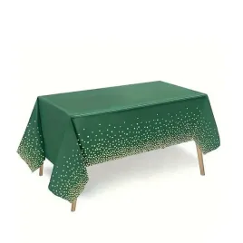 obrus-zielony-butelkowa-zielen-w-zlote-kropki-137x274cm