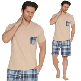 pizama-meska-krotki-rekaw-krotkie-spodenki-bawelniana
