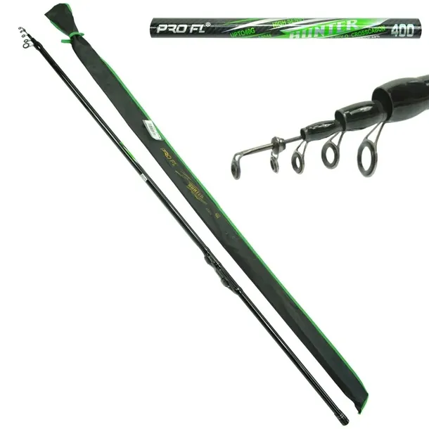 ultralekka wędka WĘGLOWA BOLONKA FL HUNTER 4m 400 wyrzut 10-40g, waga 150g!