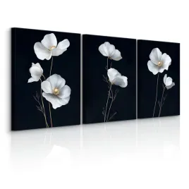 obrazy-scienne-do-sypialni-set-biale-maki-polne-kwiaty-minimalizm-90x40