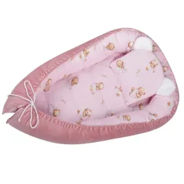 kokon-niemowlecy-velvet-gniazdko-z-poduszka-80x50-cm-rozowe-misie