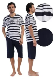 pizama-meska-bawelniana-vienetta-4xl-krotki-rekaw-i-spodnie-luzna-wygodna