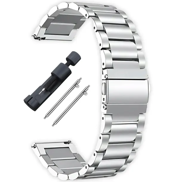 PASEK BRANSOLETA DO ZEGARKA SMARTWATCHA UNIWERSALNA 22mm SREBRNA TELESKOPY
