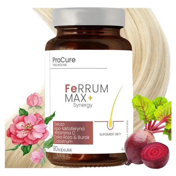 FeRRUM MAX+ Synergy Żelazo ProCure Tricholine Suplement Trychologiczny