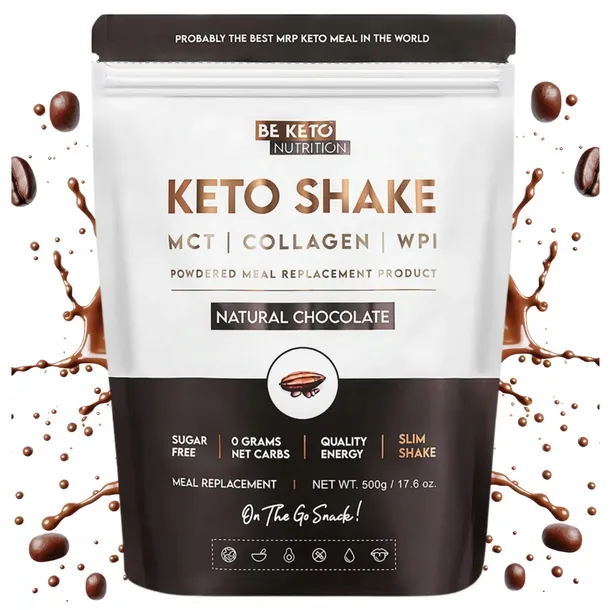 Be KETO SHAKE PROTEINOWY BIAŁKO OLEJ MCT Węglowodany KOLAGEN Czekolada 500g