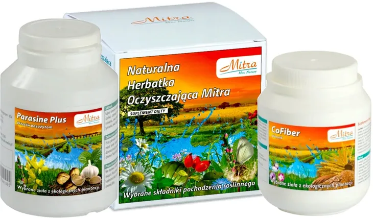 Zestaw Mitra Naturalna Herbatka Oczyszczająca Błonnik Cofiber Parasine Plus