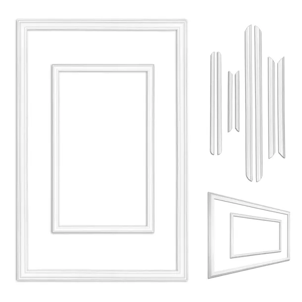 Ramka Sztukateria ZESTAW GOTOWA Listwa Ścienna Biała Twarda 39x65 + 99x65cm