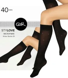 gatta-stylove-podkolanowki-damskie-w-groszki-wz-01-40-den-czarne