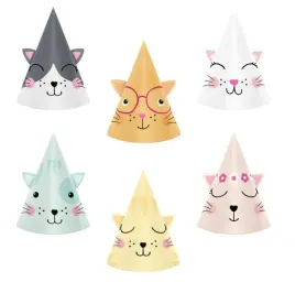 czapeczki-urodzinowe-kotek-6-szt-urodziny-kicia-kotek-kot-czapeczka
