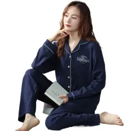 bawelniana-pizama-damska-dwuczesciowa-na-guziczki-z-dlugim-rekawem-blue-xxl