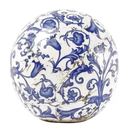 dekoracyjna-kula-ceramiczna-ogrodowa-bialo-niebieska-ornament-vintage